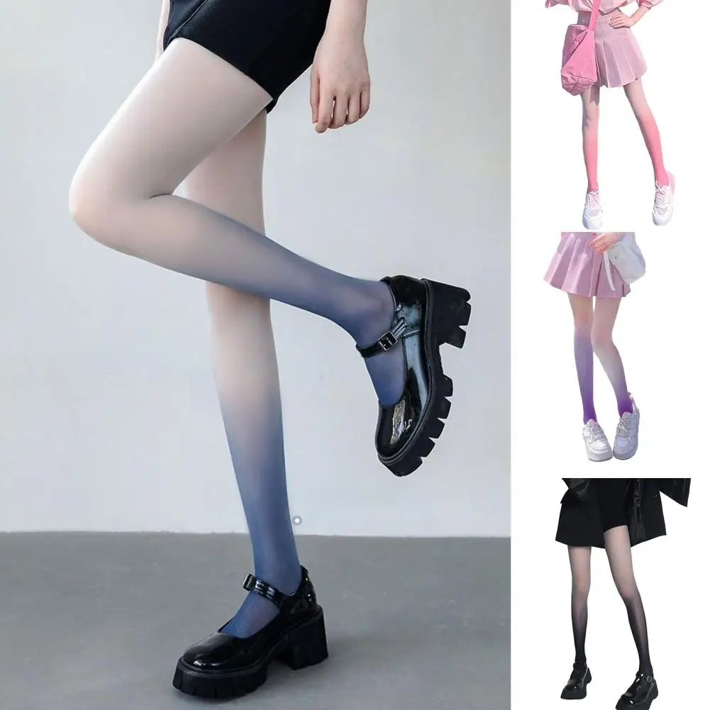 Candy Color Cosplay Long Stockings Women Gradient Contrast Color Skinny Thin Breathable Pantyhose fashion student girls Tights