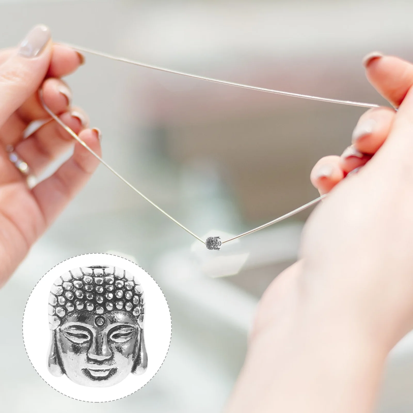 

20 шт., бусины Будды из сплава, двусторонние серебряные прочные религиозные аксессуары «сделай сам», бусины-разделители для ожерелья, браслета