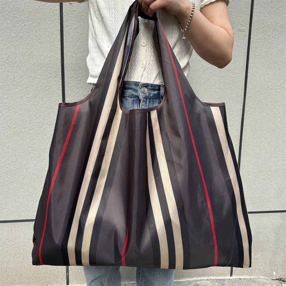 Eco Friendly Grocery Bag Sustainable Reusable Handbag Waterproof Travel Shoulder Bag Large Capacity Oxford Cloth Tote