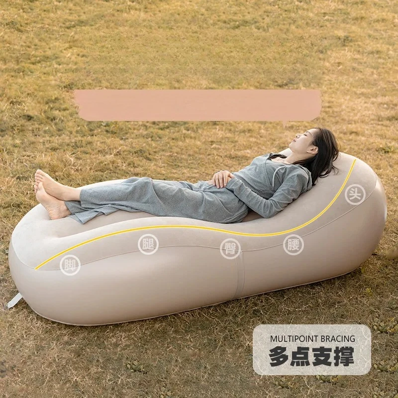 Durable Flocked PVC Foldable Air Lounger Water Resistant Tear-Resistant Construction Soft Touch Surface Lightweight Portable