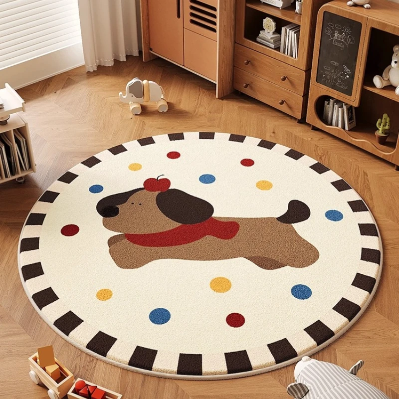 Round Cartoon Dog Animal Plush Children Room Carpet Advanced Ins Reading Area Bedroom Fluffy Soft Carpets