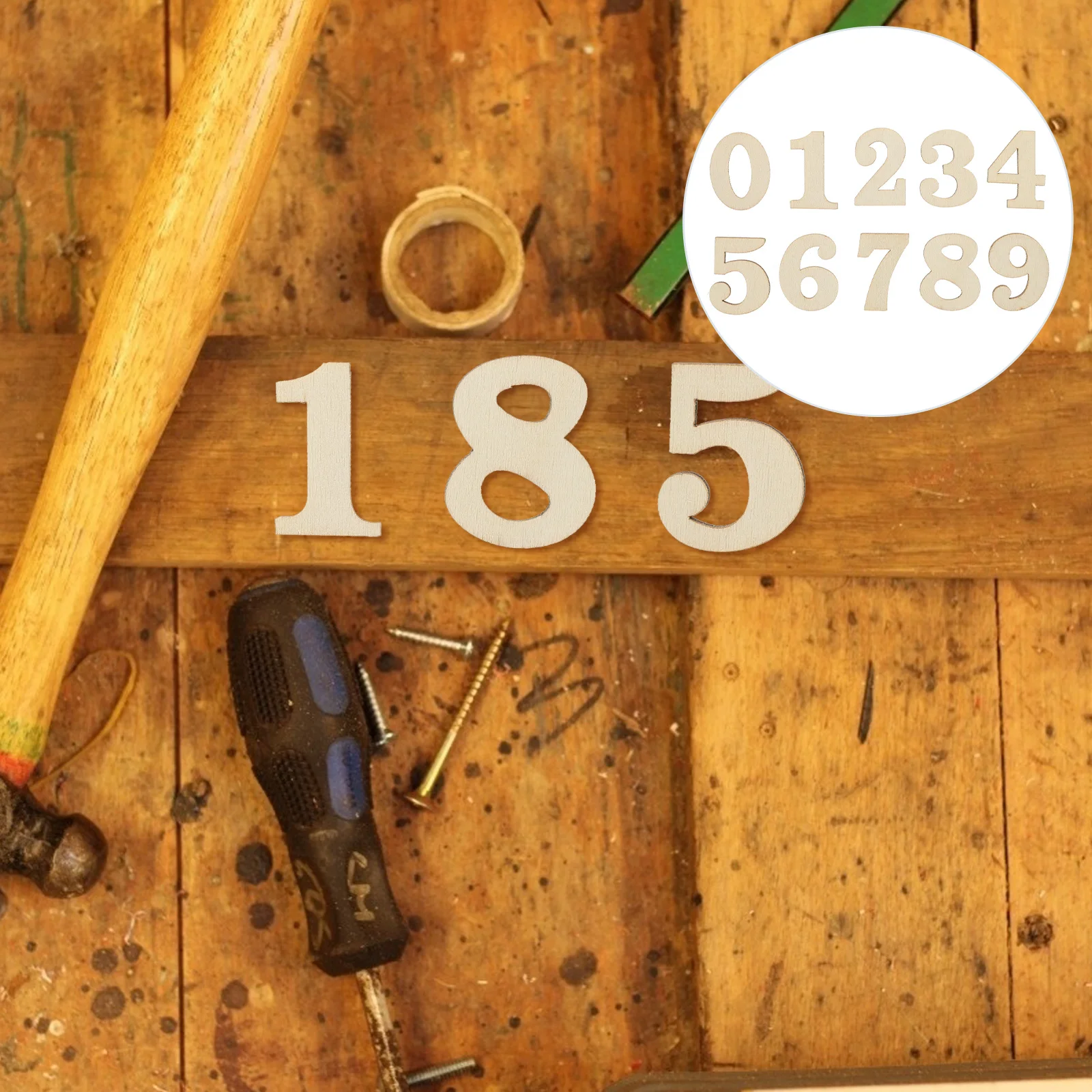 

100Pcs Wooden Arabic Numbers Premium Craft DIY Clock Numbers Decorative Digital Numerals for Wall Crafts Wooden Arabic Number