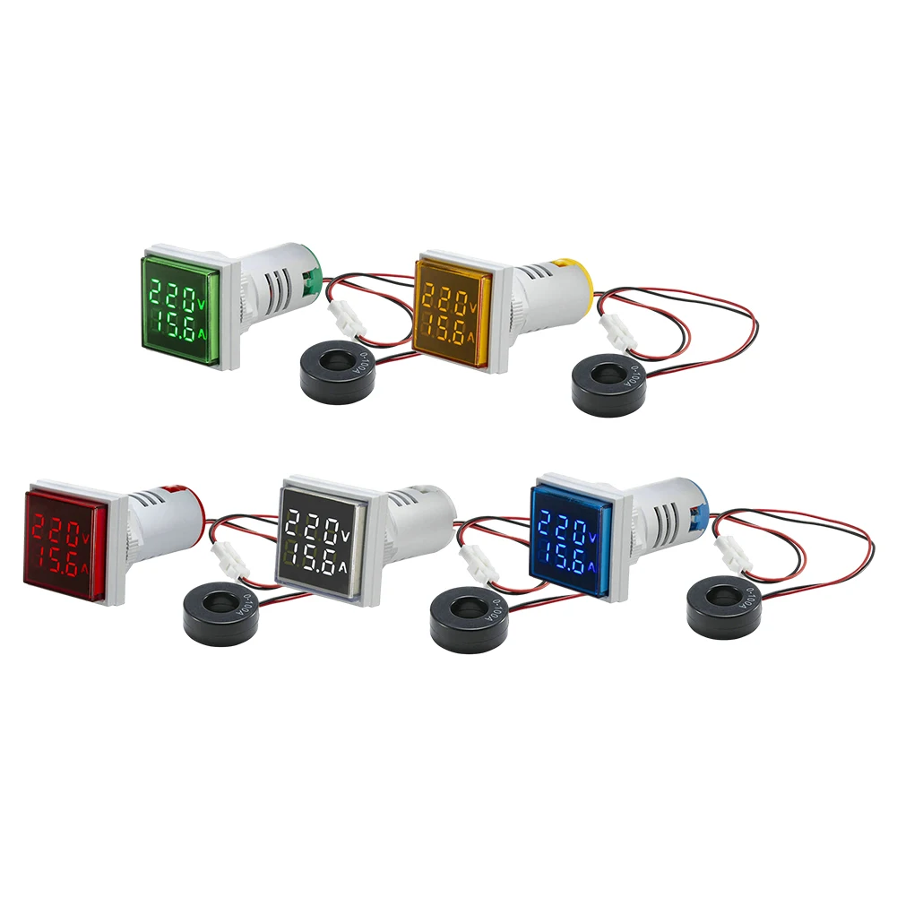 Display led voltímetro amperímetro medidor de frequência ac 60 500v tensão 0 ~ 100a corrente 20 75hz frequência transformador de leitura clara