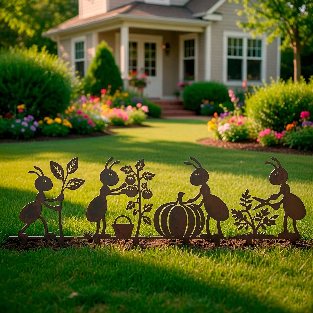 CIFBUY Iron Garden Stake Ant Design Outdoor Yard Lawn Decor Ground Insert For Flower Bed Patio Thanksgiving Mother's Day