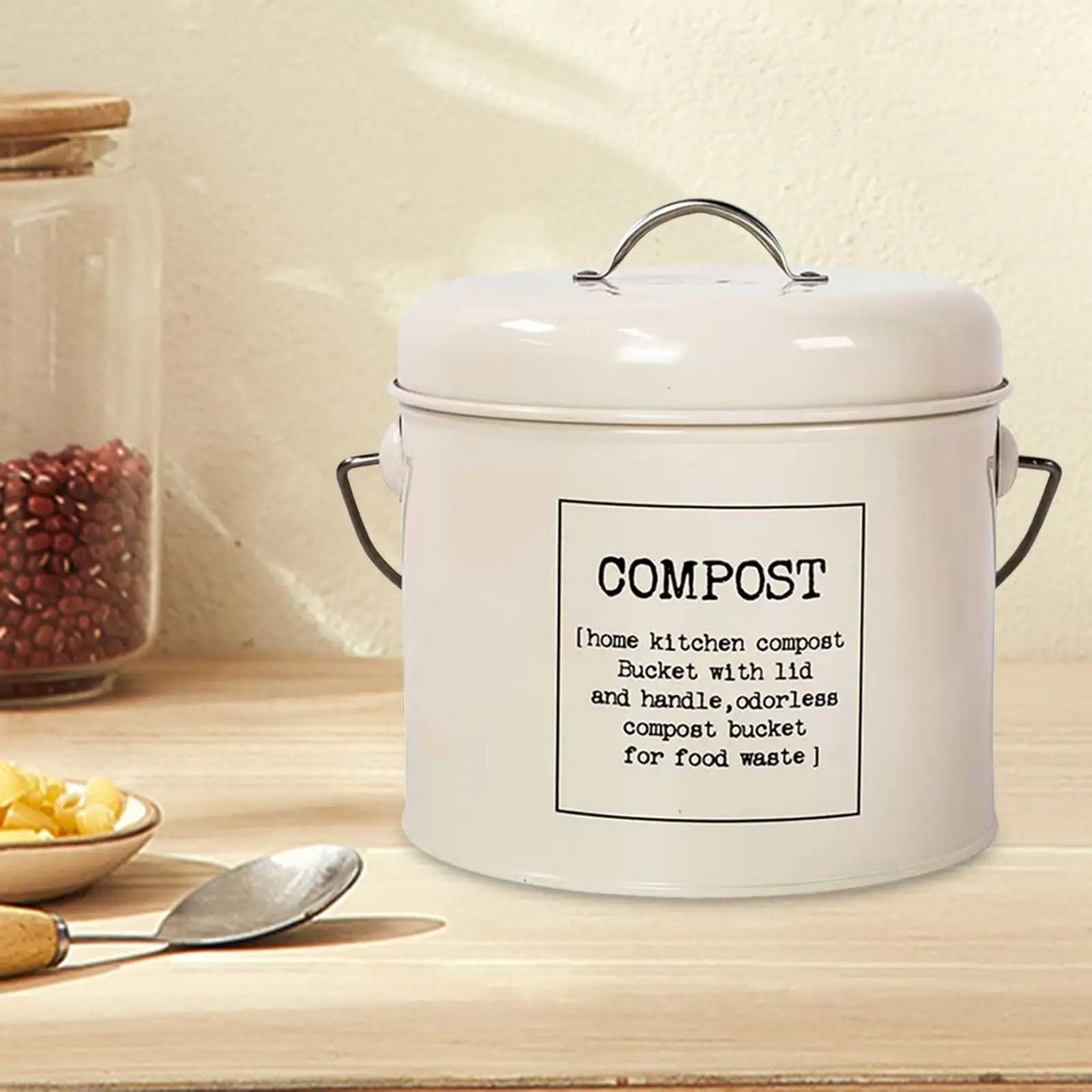 

Food Composter Odorless for Food Scrap Container Eco Friendly with Lid Trash Cans for Bathroom Home Bedroom Cupboard Living Room
