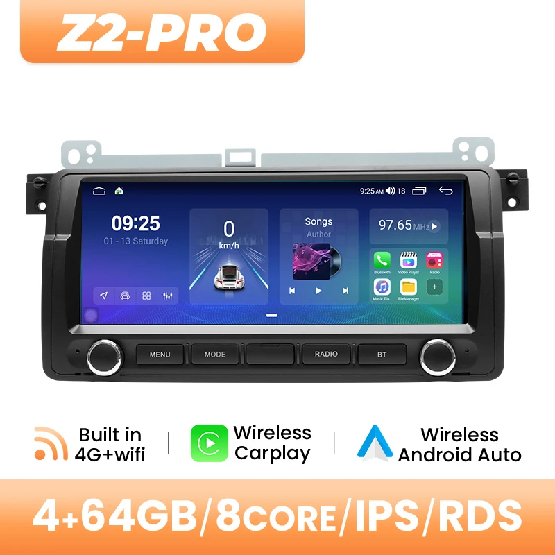 8.8 ''Scherm Autoradio Draadloze CarPlay Bluetooth Stereo Voor BMW E46 M3 Rover 75MG ZT 1998-2006 Android Multimedia Speler 2 DIN