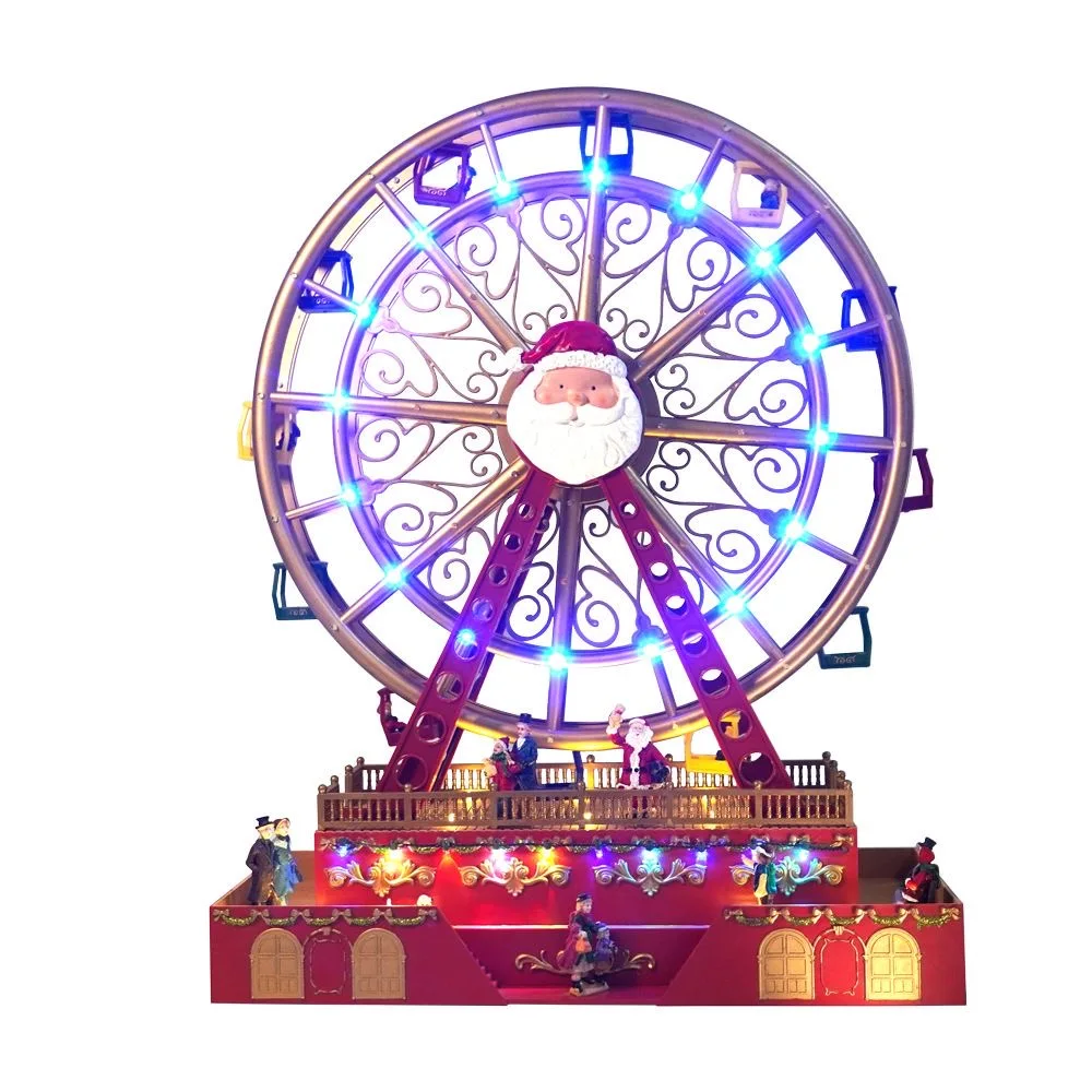 Christmas Ferris Wheel Luminous Wooden Horse retro music box Girl girlfriend Child birthday gift Christmas gift