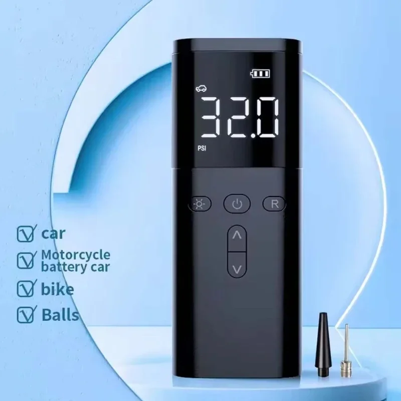 

Cordless Car Air Compressor Pump - Portable Digital Display for Motorcycle Bike E-Bike Tires Auto Accessories Fast Inflation