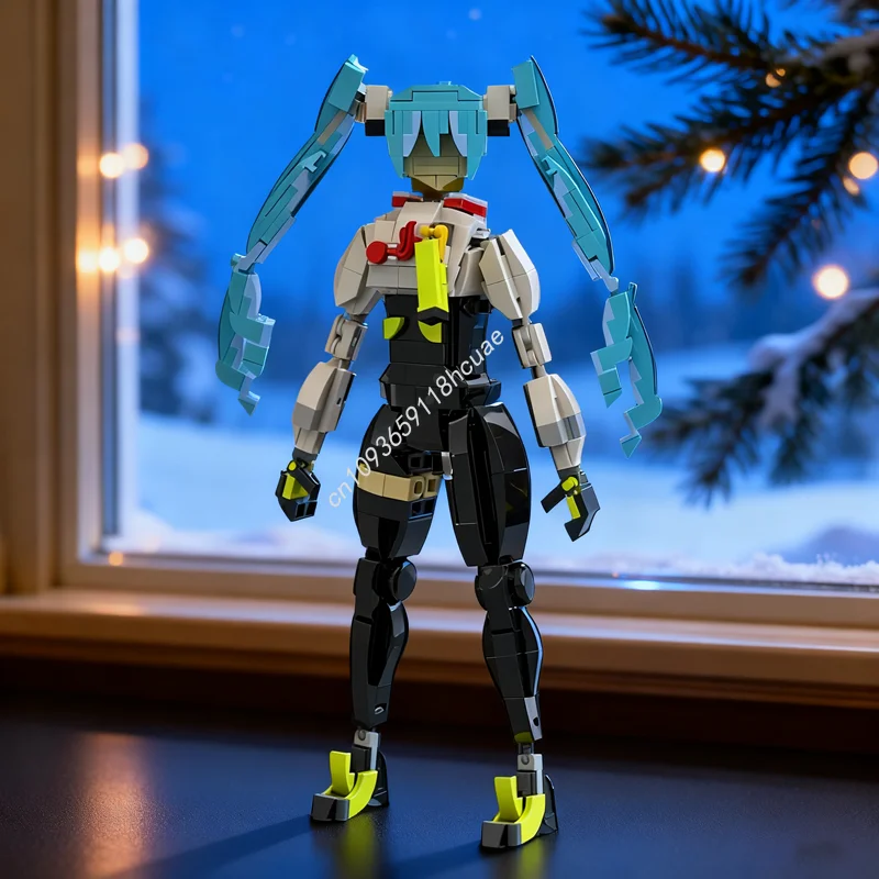 

451 шт. MOC Хацунэ Мику гоночный наряд модель строительные блоки строительство сборка DIY Рождественский подарок креативная идея игрушки кирпич