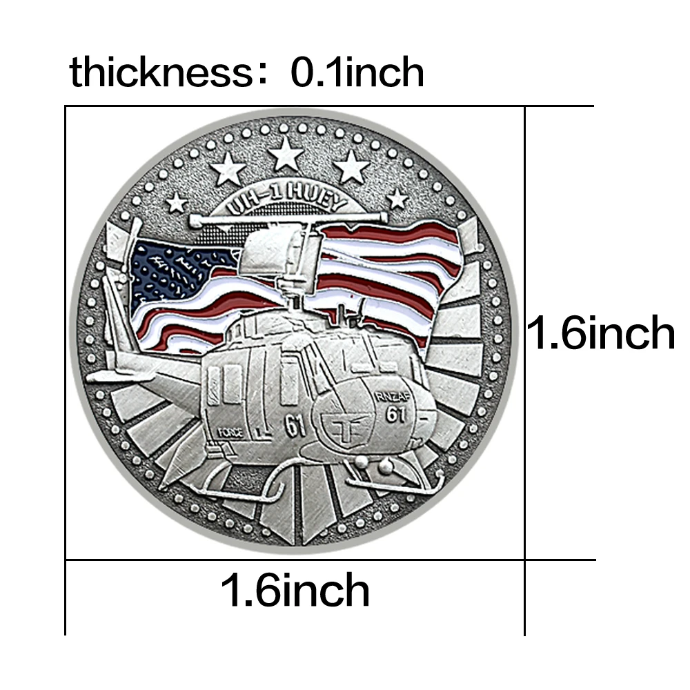 US UH-1 Iroquois Challenge Coin Vintage Silver Metal Craft Fighter Aircraft Military Coin Collection Holiday Gifts - Image 5