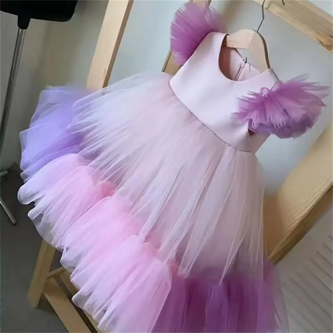 تخصيص حالمة نذر لطيف س الرقبة نفخة الأكمام فتاة فستان تول الزفاف حفلة عيد ميلاد الربيع والصيف الركبة طول فستان رقص #3