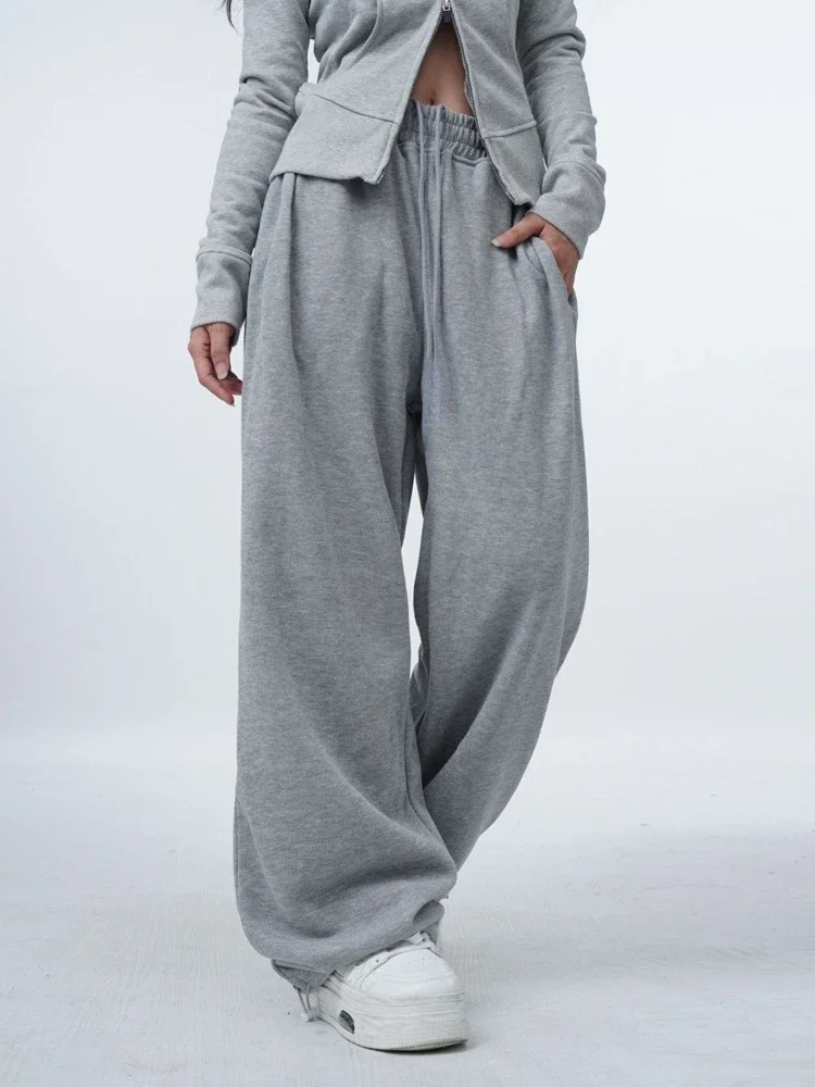 

HOUZHOU Y2k Gray Sports Sweatpants Woman Baggy Harajuku Oversized High Waist Joggers Pants Korean Fashion Loose Trousers Casual