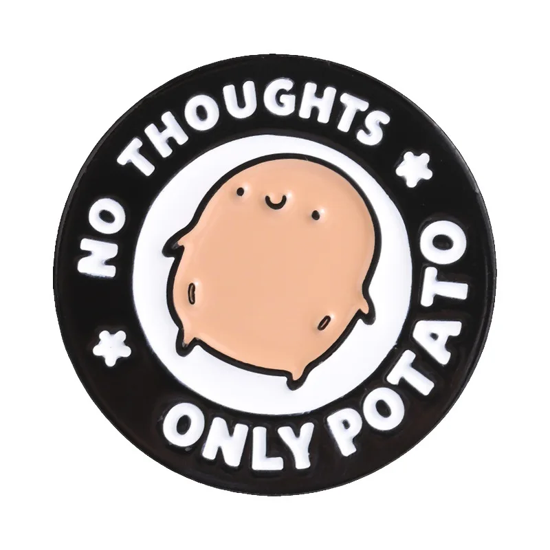 New English Letters Cute Round Potato Cartoon Brooch Casual Commute Gift Metal Badge Pins for DIY Clothing Bags Hat Accessory