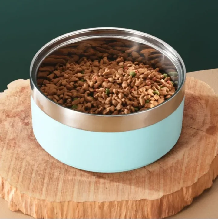 

Double Stainless Steel Dog Bowl Non-Slip and Anti-Upset Large Capacity Pet Bowl Feeding Cat Bowl