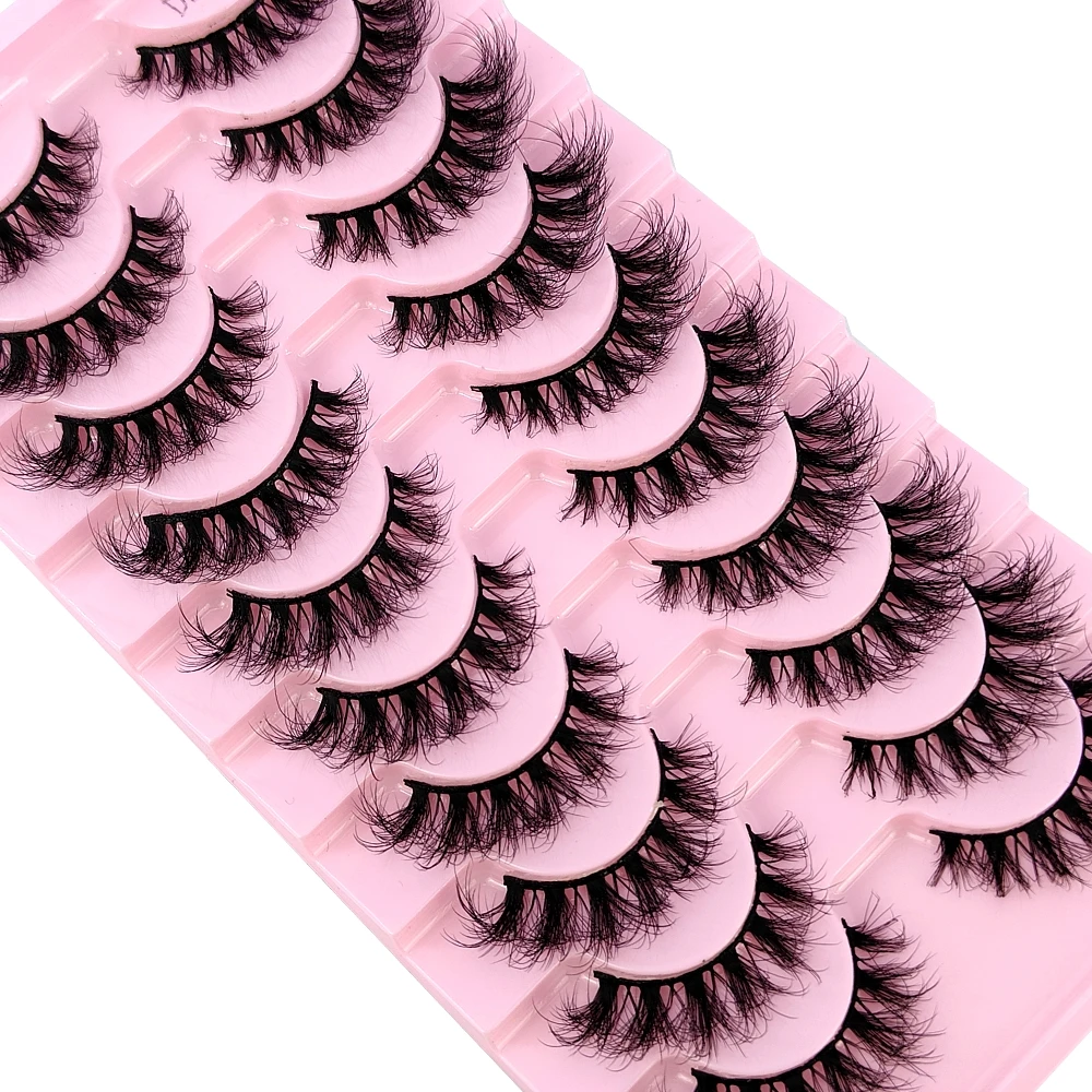 HBZGTLAD 10 أزواج من الرموش الصناعية ثلاثية الأبعاد ذات الحجم الدراماتيكي لوصلات الرموش ذات المظهر الطبيعي والمكياج