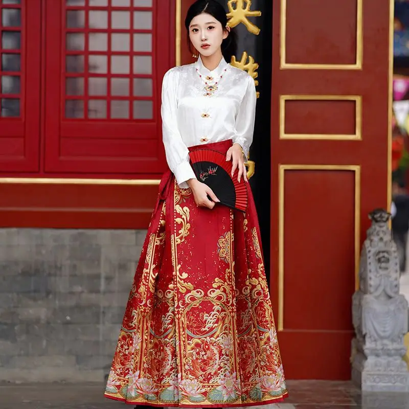 مجموعة تنورة ماميان للسيدات البالغات مطرزة بالذهب الثقيل لعام 2026 من أجل الخبز المحمص والخطوبة Hanfu #5