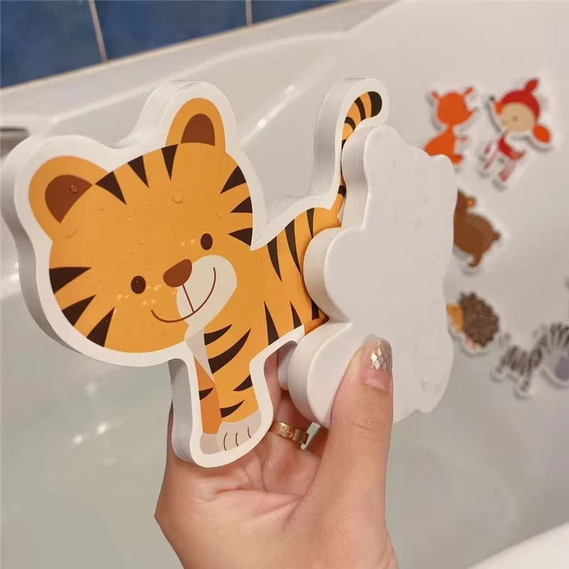 Baby-Badezimmer-Spielzeug, weiche EVA-Paste, frühe pädagogische DIY-Puzzles, Spielzeug, Tieraufkleber, Bad, Baby-Wasserspielzeug für 0–12 Monate, 1 Jahr