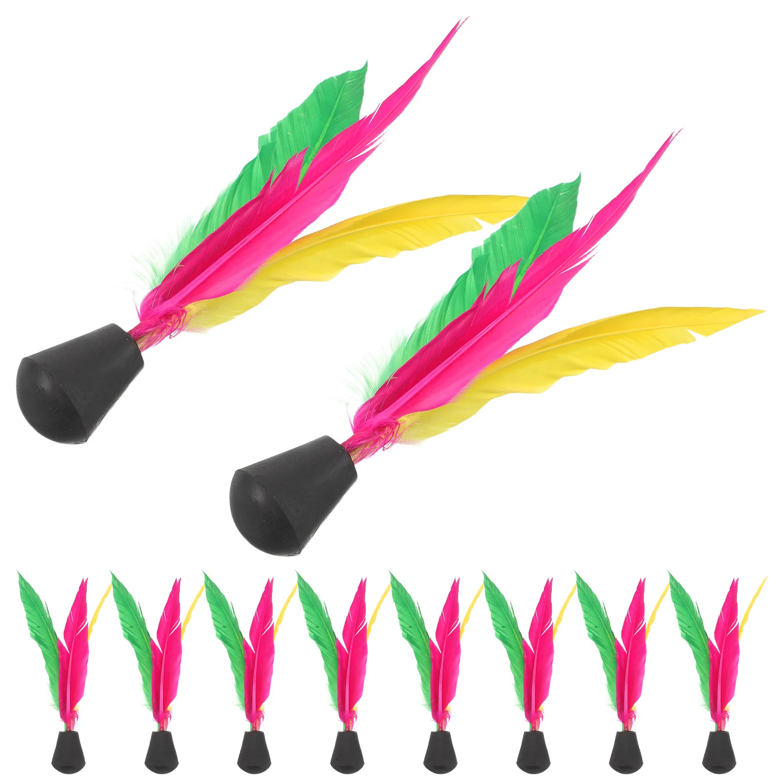 

10pcs Jianzi Shuttlecock High Bounce Rubber Head For Outdoor Indoor Family Lightweight Badminton Practice Set Racket
