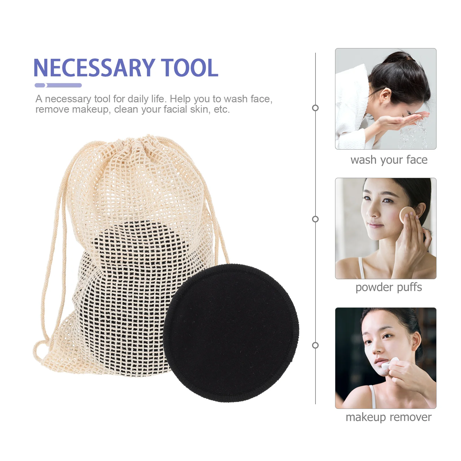 16 stuks make-up remover pads wasbare herbruikbare gezichtsreinigingspads zacht ademend gezichtsreinigingsgereedschap gezichtspoeder