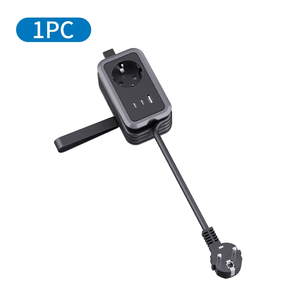 Compact Travel Socket with Storage Slot 20W PD Fast Charging 3-in-1 EU Plug Portable Outlet for Electricians