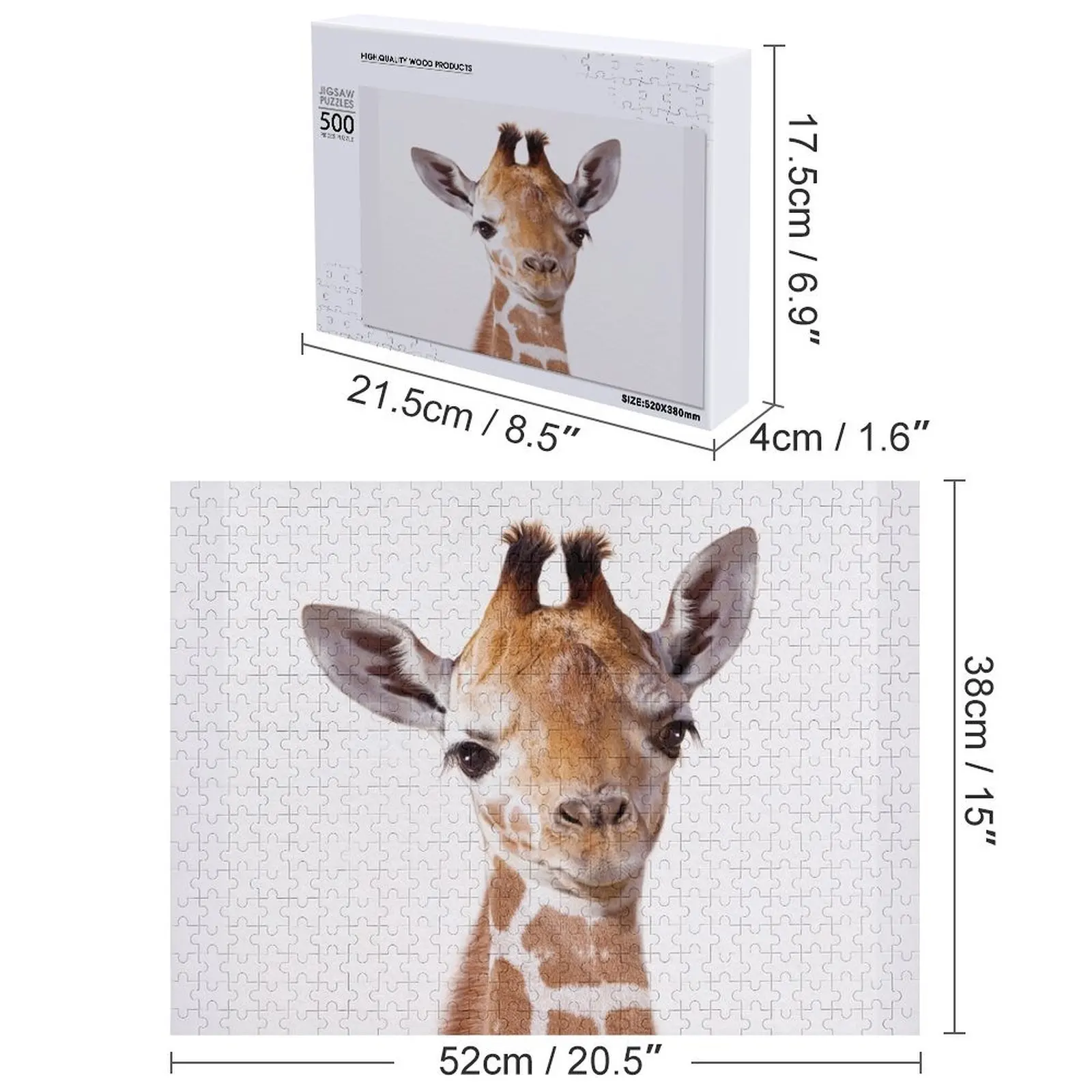 赤ちゃんキリン、赤ちゃん動物アートプリント by Synplus ジグソーパズル パーソナライズされたギフト 結婚した木製名前パズル