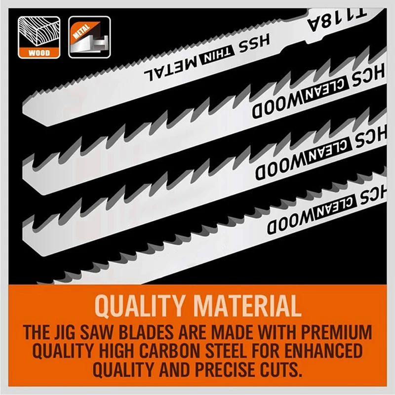 75 Pcs T Shank Jig Saw Blade Set, T-Shank Blades For Wood, Plastic And Metal Cutting