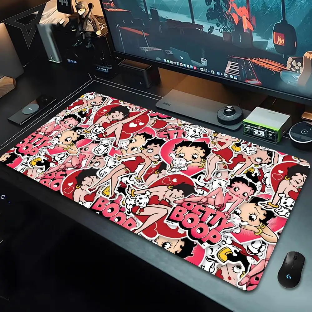 B-Betty-Cute-B-Boops Mouse Pad 90x40 Cm Desk Mat Xxl Pc Gamer Gaming Computer Offices Mousepad Keyboard view 4