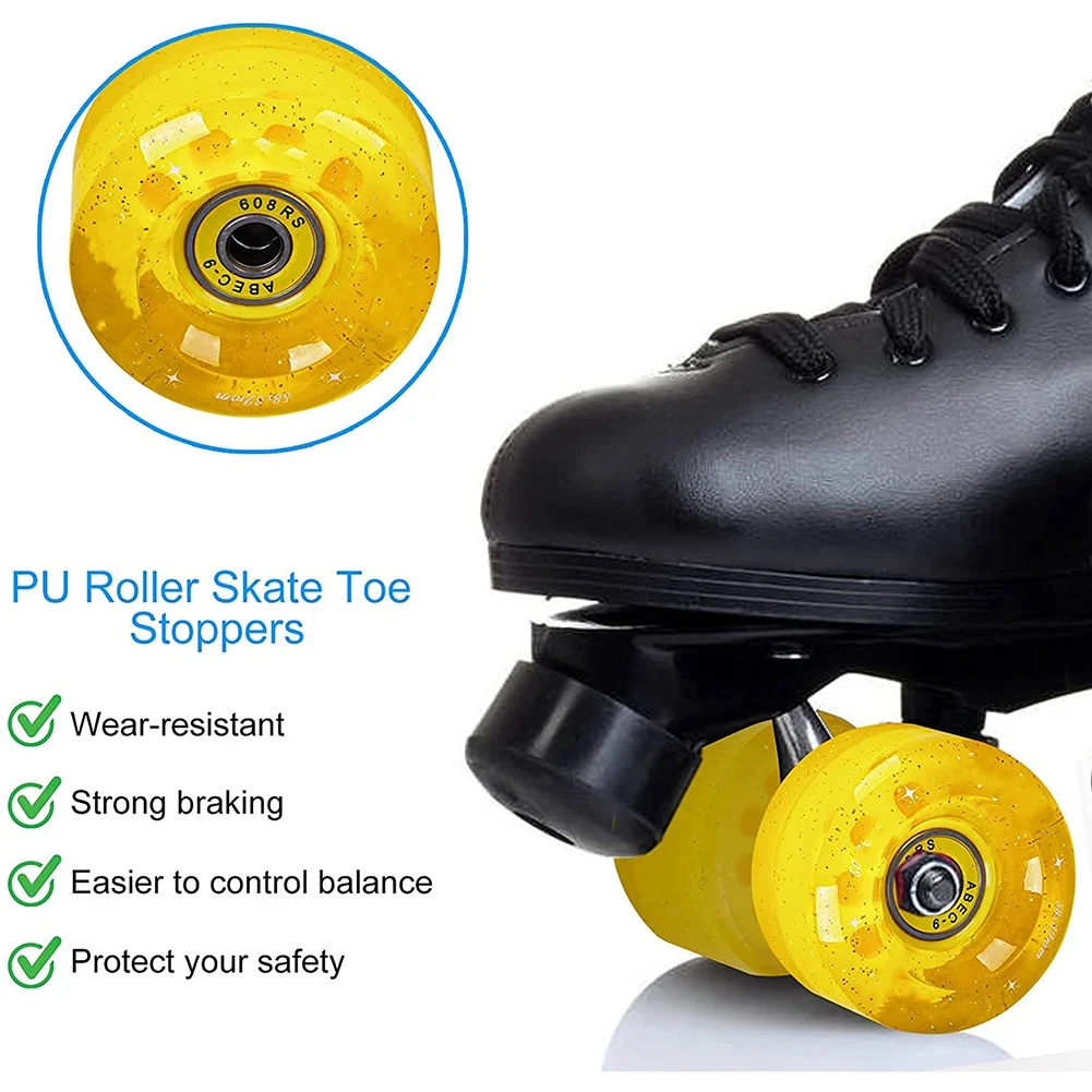 8 Pack 32X58mm,82A Quad Roller Skate Wheels with Bearing,Yellow