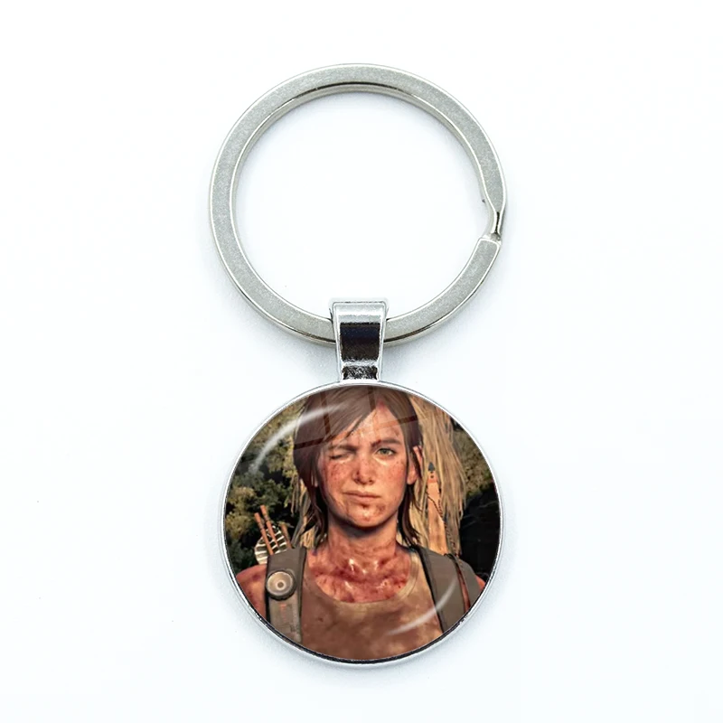 Pop Game The Last of us Ellie Williams Kawaii Funny Meme Glass Pendant Keychain Jewelry Charm Bag Souvenir Key Ring