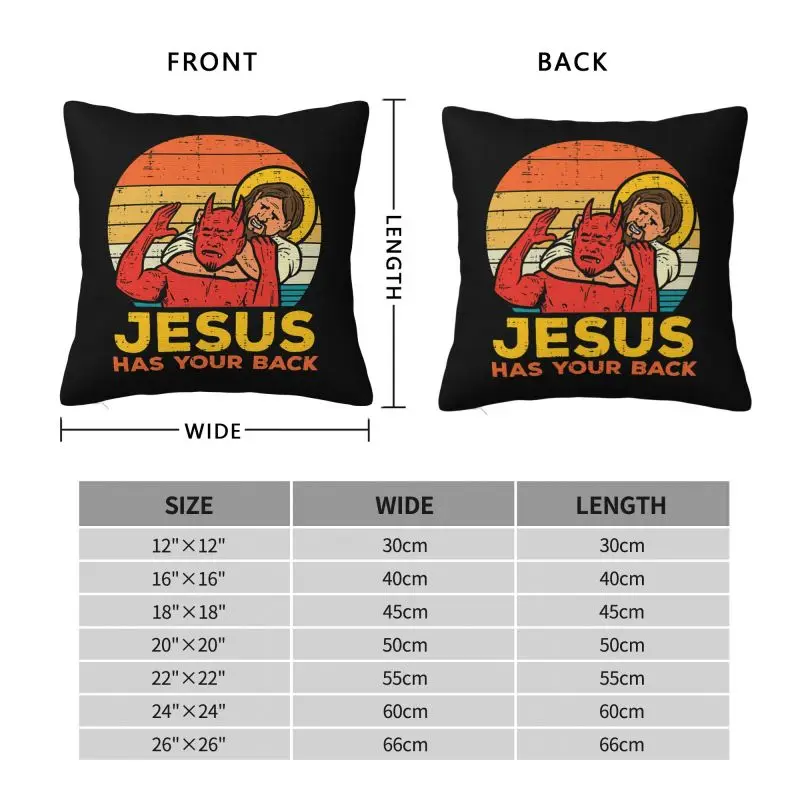 Jesus Has Your Back Jiu Jitsu Retro Christian Pillow Case Home Office Car Decor Soft Cozy Pillowcase Cushion Cover 18x18 Inch