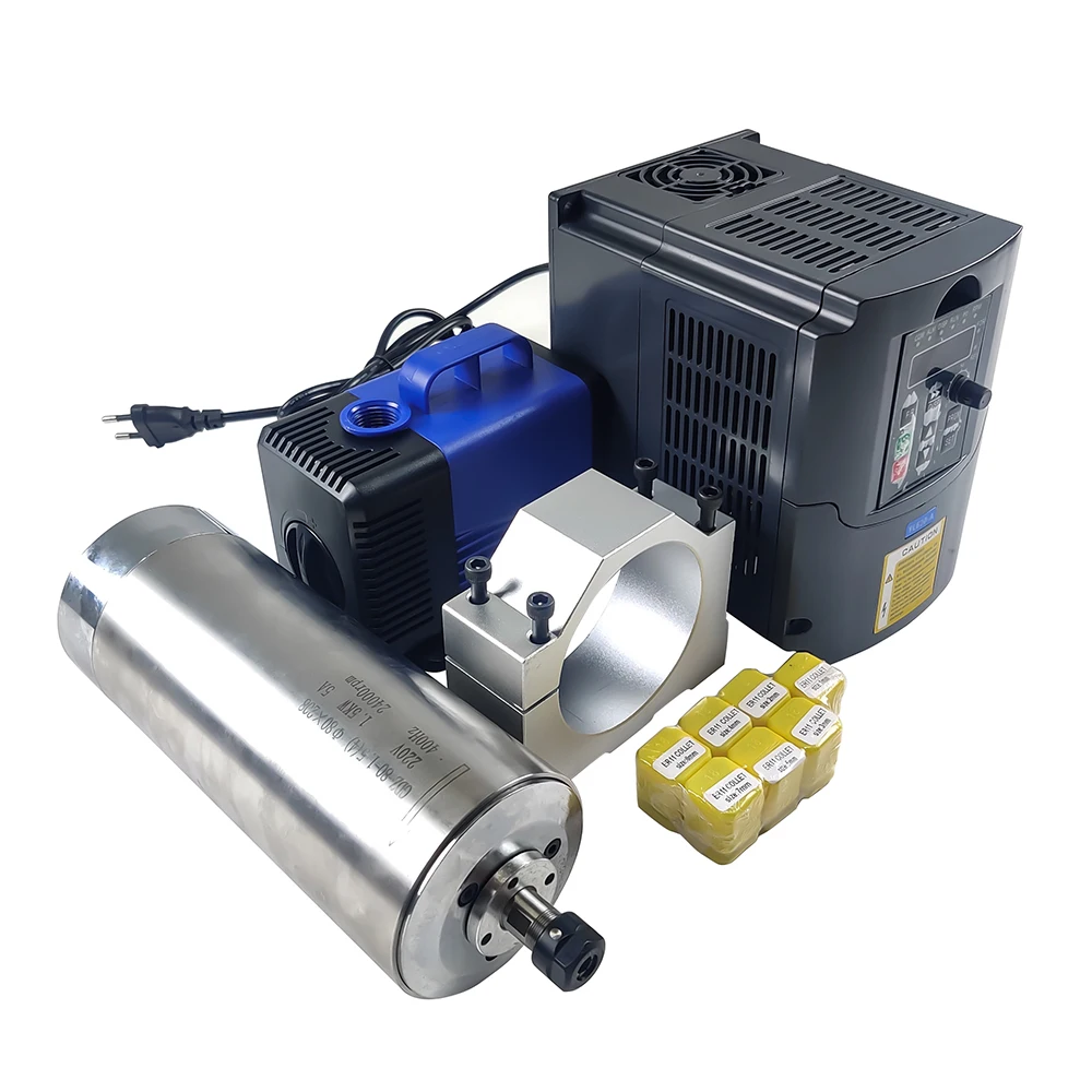 CNC Milling Machine er11 1.5kw 220v/380v Water-Cooled CNC Spindle Motor 65mm Spindle Holder Water Pump Kit