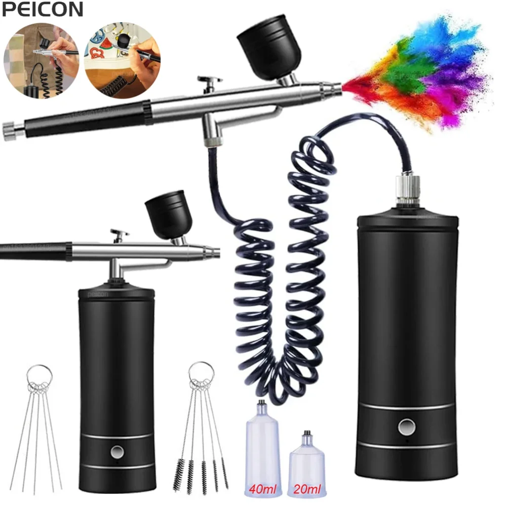 Airbrush Kit With Mini Compressor - Airbrush mit Kompressor Tragbares Airbrush-Farbsprühgerät Mini-Spritzpistole