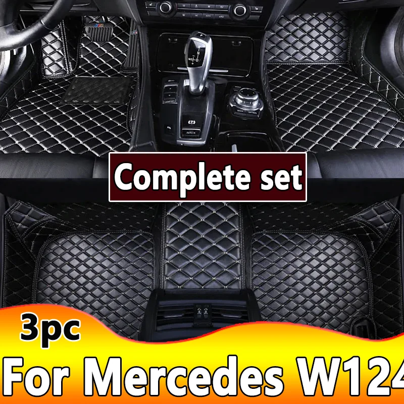 Custom Automotive Car Floor Mats For Mercedes W124 1985 1986 1987 1988 1989 Auto Luxury Leather Men Women Car Mats Full Coverage