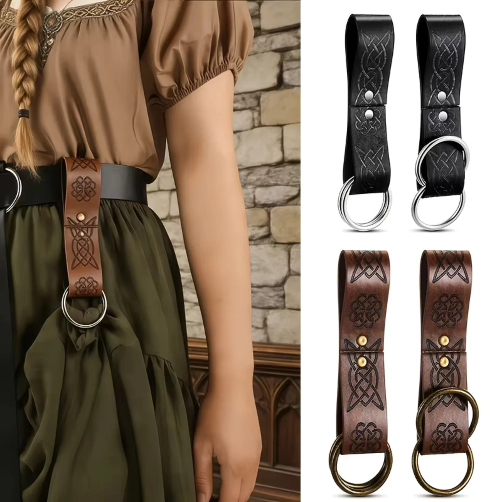 Accessoires de ceinture Renaissance pour femmes, clips de jupe vintage en cuir PU pour fête médiévale, Halloween, LARP, cosplay, costume