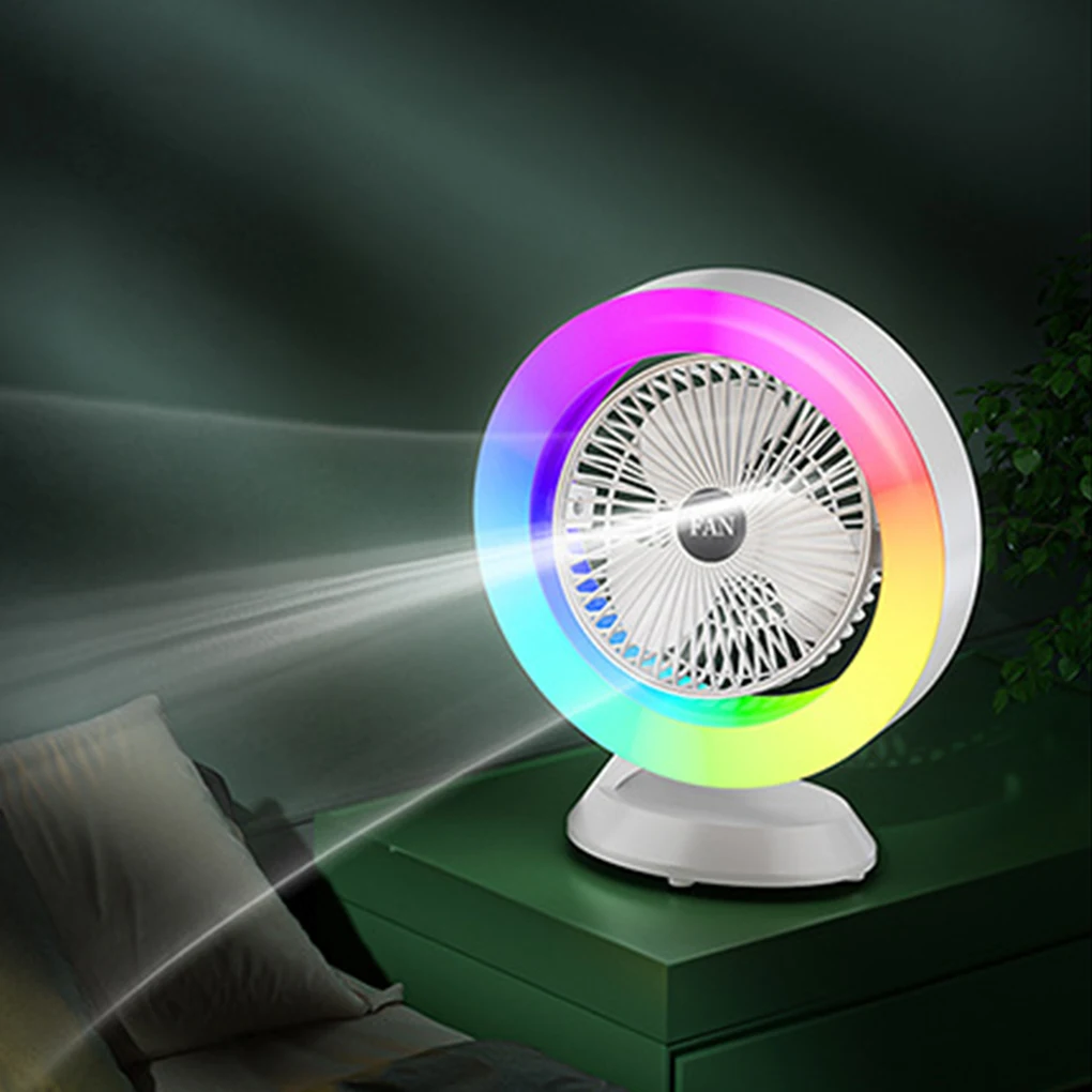 

Home Electric Fan Adjustable USB Chargeable Portable Cooling Laptop Silent Fans Room Camping RGB Colorful Mini Desktop Fan