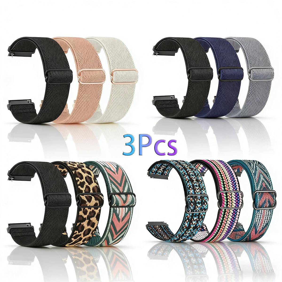 18/20/22mm Adjustable Elastic Nylon Strap for Garmin Venu 4/3/2/Sq 2/Forerunner 255/265/245/955/Vivoactive 4/4S Sports Band