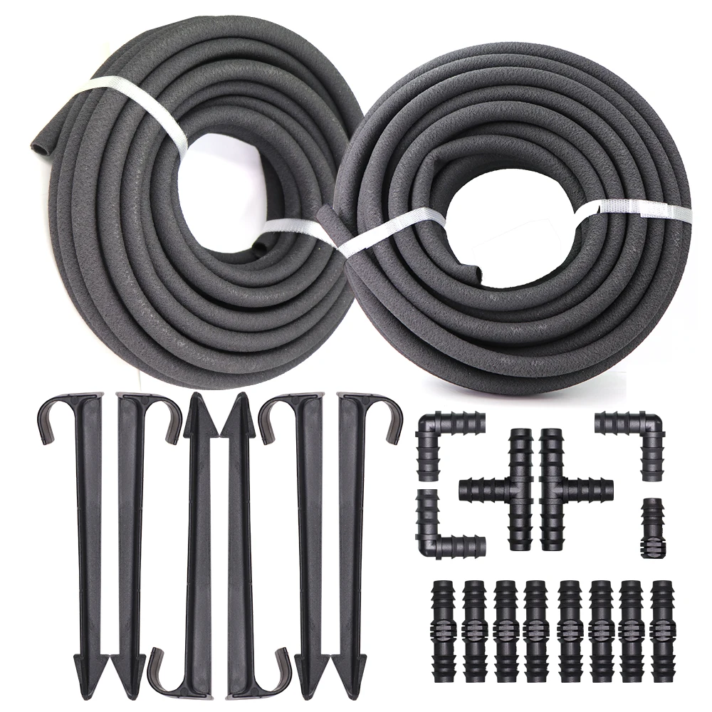 

1/2" Leaking Hose Micro Drip Irrigation Kit Rubber Soaker Hose Permeable Pipe for Garden Lawn Trees Automatic Watering System