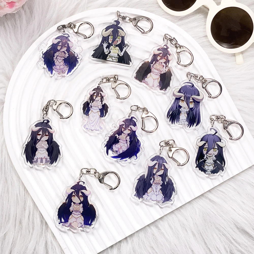 1/10PCS Cartoon Overlord Albedo Acrylic Keychain Funny Bag Charms Accessories Creative Backpack Pendant Key Holder Friend Gifts