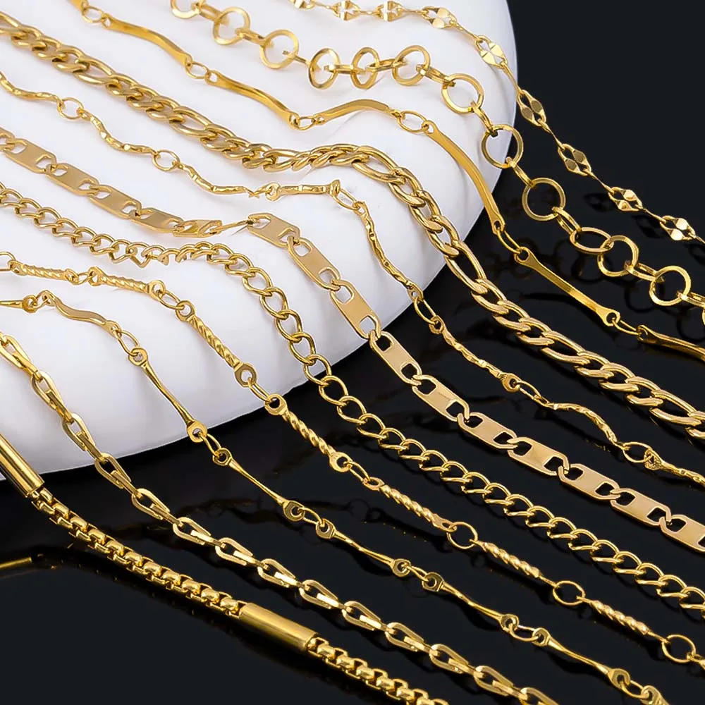 Catene per labbra placcate in oro in acciaio inossidabile non sbiadito da 1M 2M Catena fai da te per cucito Collana Bracciale Creazione di gioielli Accessori