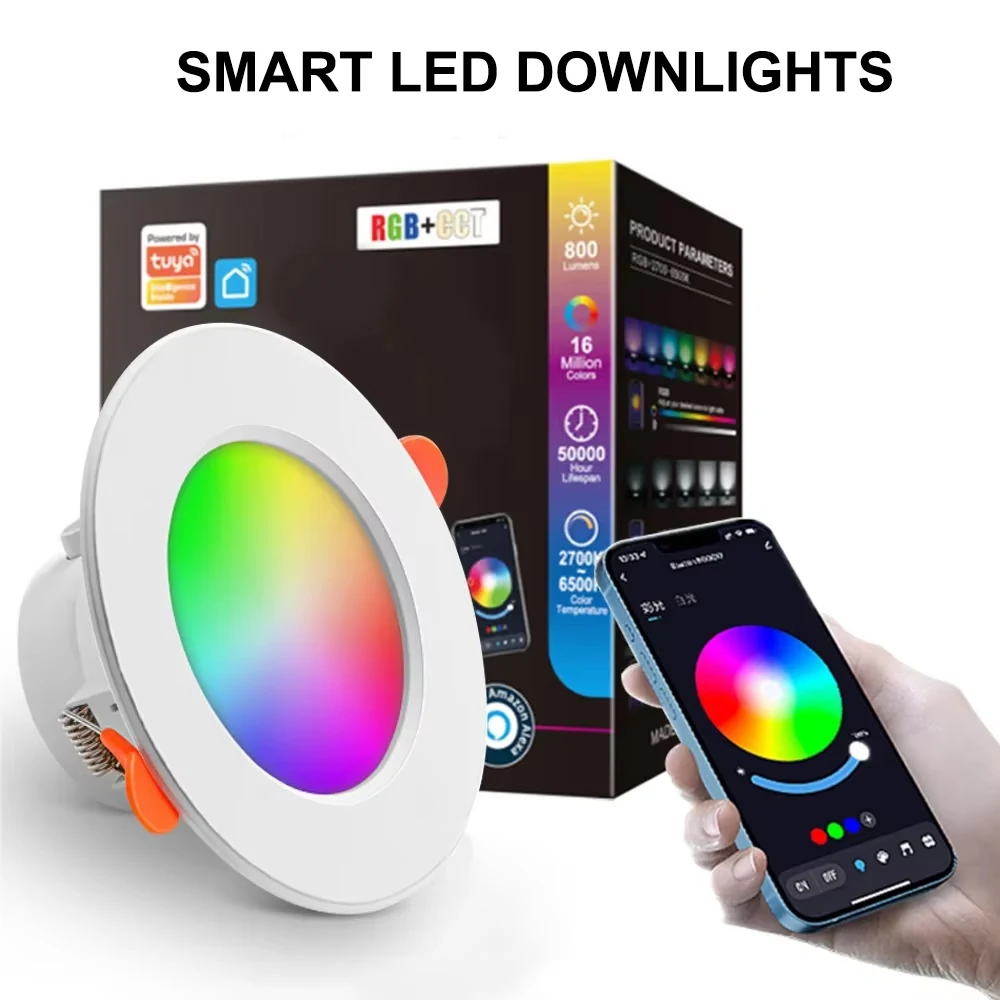 

Smart LED Downlights Dimmable LED Recessed Ceiling Lamp 10W RGB Lamp APP Remote Control Led Spot Lights for Home Indoor Lighting