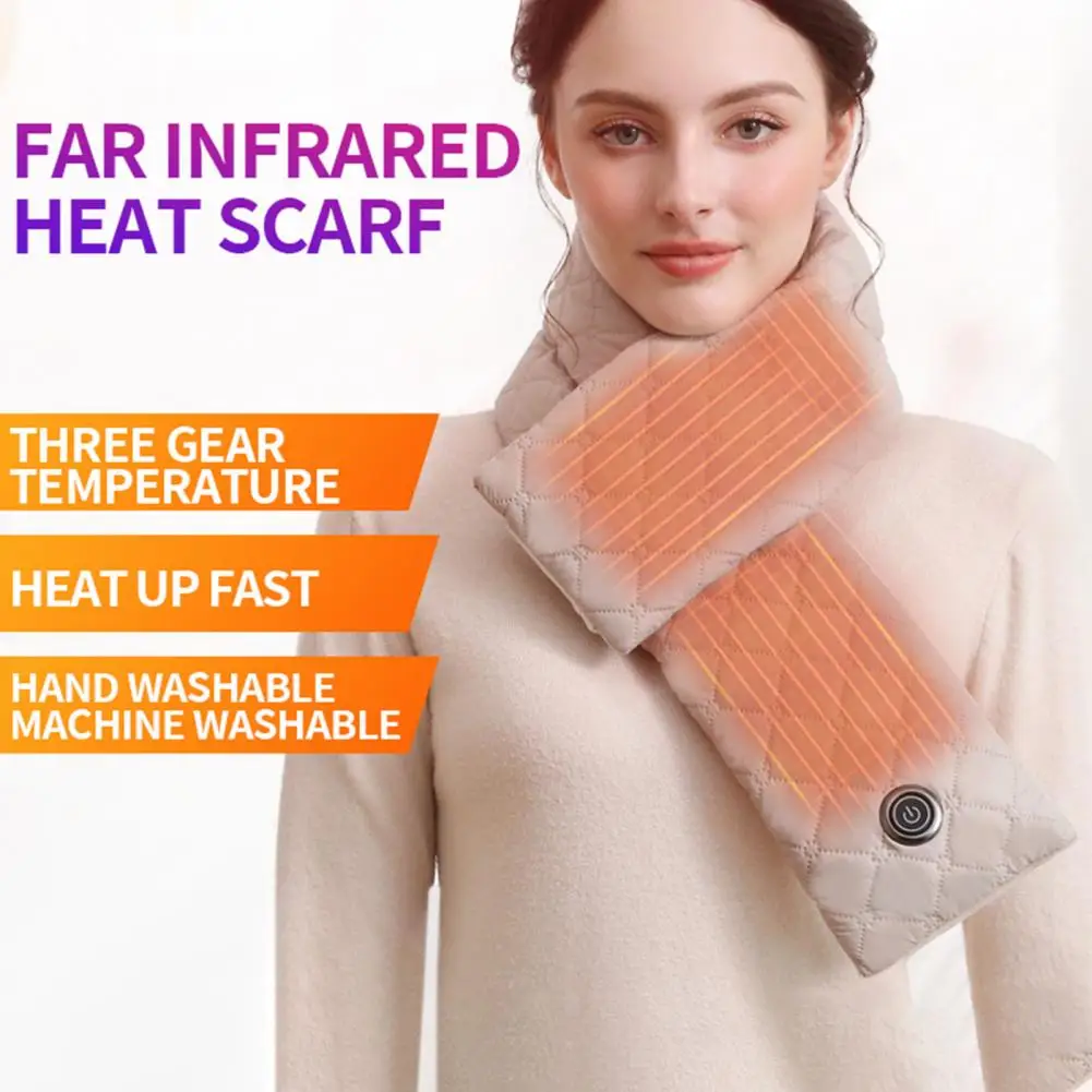 Women Electric Heating Scarf USB Charging Electric Heating Pad Neck Scarf Snowproof Electric Heating Wrap For Daily Wear