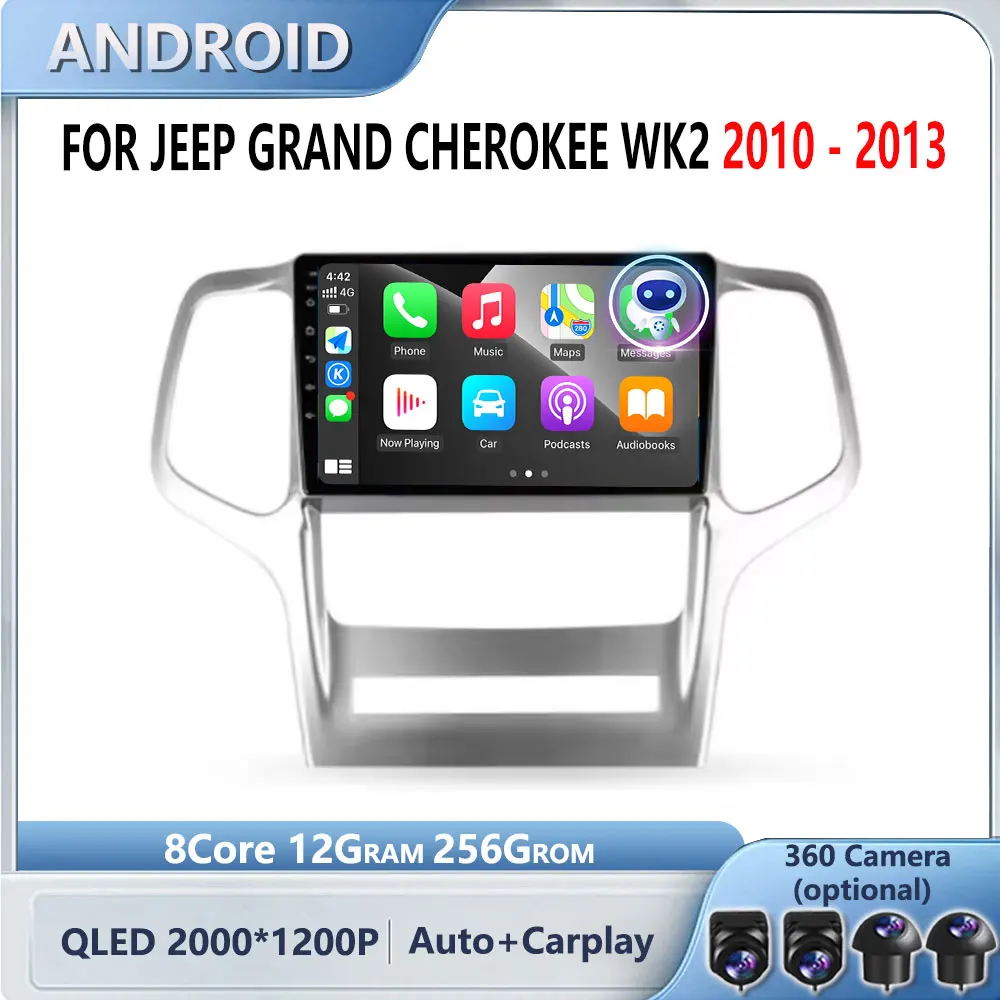 

For Jeep Grand Cherokee WK2 Carplay Auto Android 14 2010 - 2013 Car Radio Multimedia Video Player Navigation No 2Din 2 Din WiFi