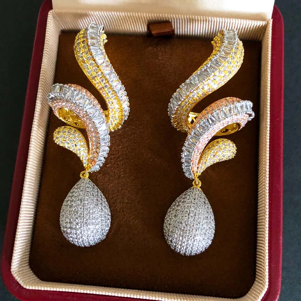 

Missvikki Shiny Full CZ Earrings Fashion Jewelry High Quality Luxury Gorgeous Cross Pendant Earrings For Women Wedding Party