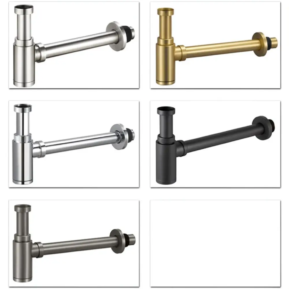 Anti Odor Bathroom Sink Drain Pipe 304 Stainless Steel Wall P Trap Flexible Waste Hose Plumbing Fixture Accessories
