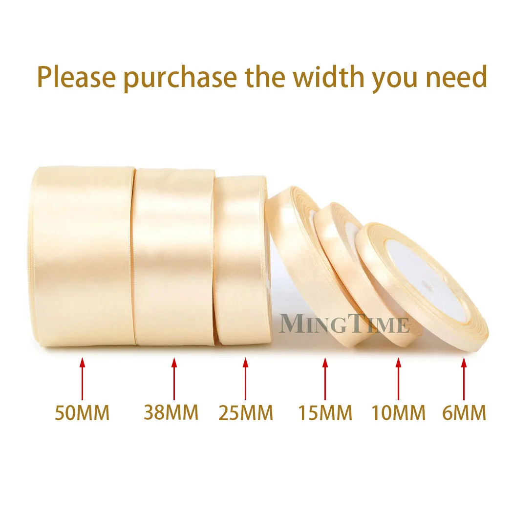 Beige Satin Ribbon 25yards 6mm 10mm 15mm 25mm 38mm 50mm Sash Gift Bow Handmade DIY Craft Wedding Party Supply Decoration