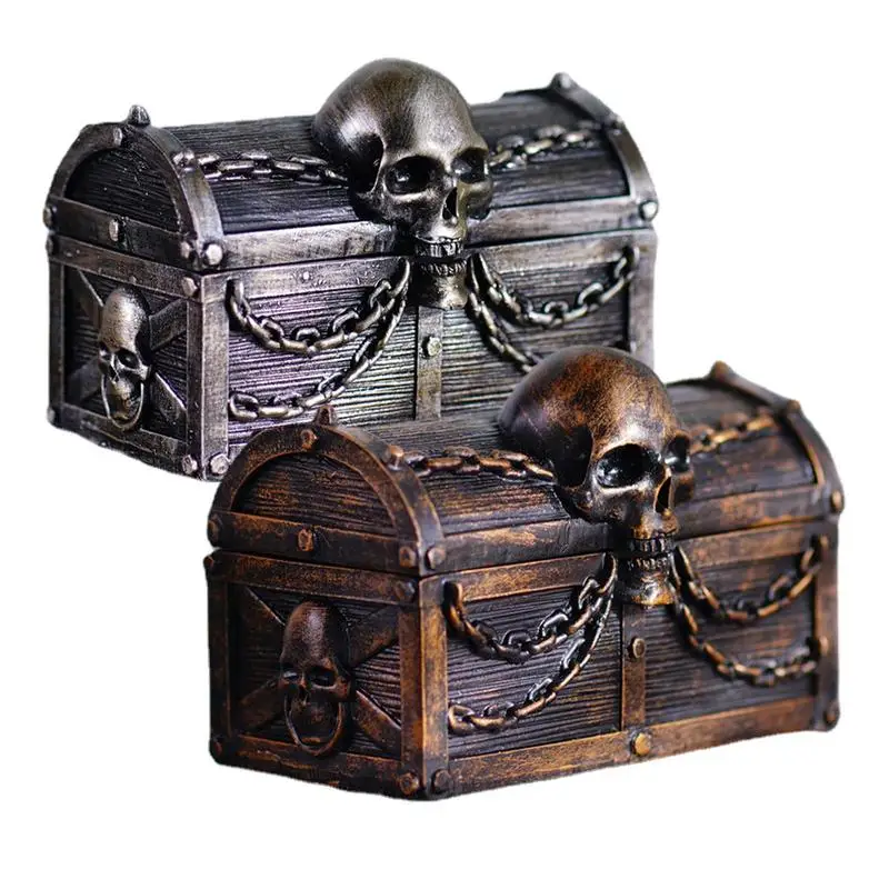 Treasure Box With Special Scary Design Skulls And Chains Protect Your Pearl Jewelry Stylish Handmade Delight Money Box For Gift