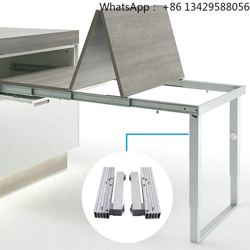 Pull Out Table Slide Telescopic Rail Table, Aluminum Alloy Multi-Fold Table Slide, Smooth Sliding Durable Table Rail