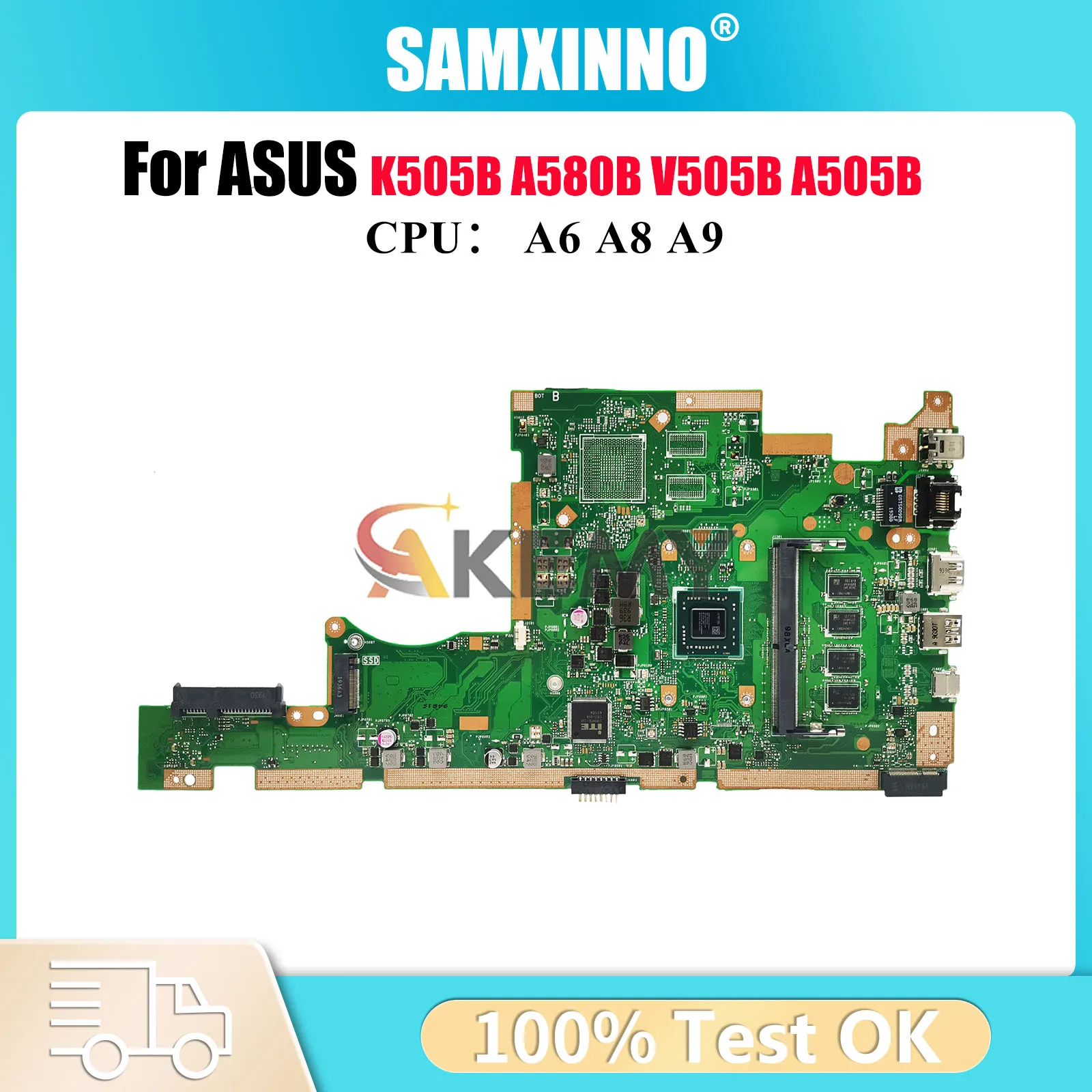 

X505BA Laptop Motherboard For ASUS VivoBook X505BP X505BA V505B K505B A580B A505B X505B Notebook Mainboard With A6 A8 A9 CPU stk