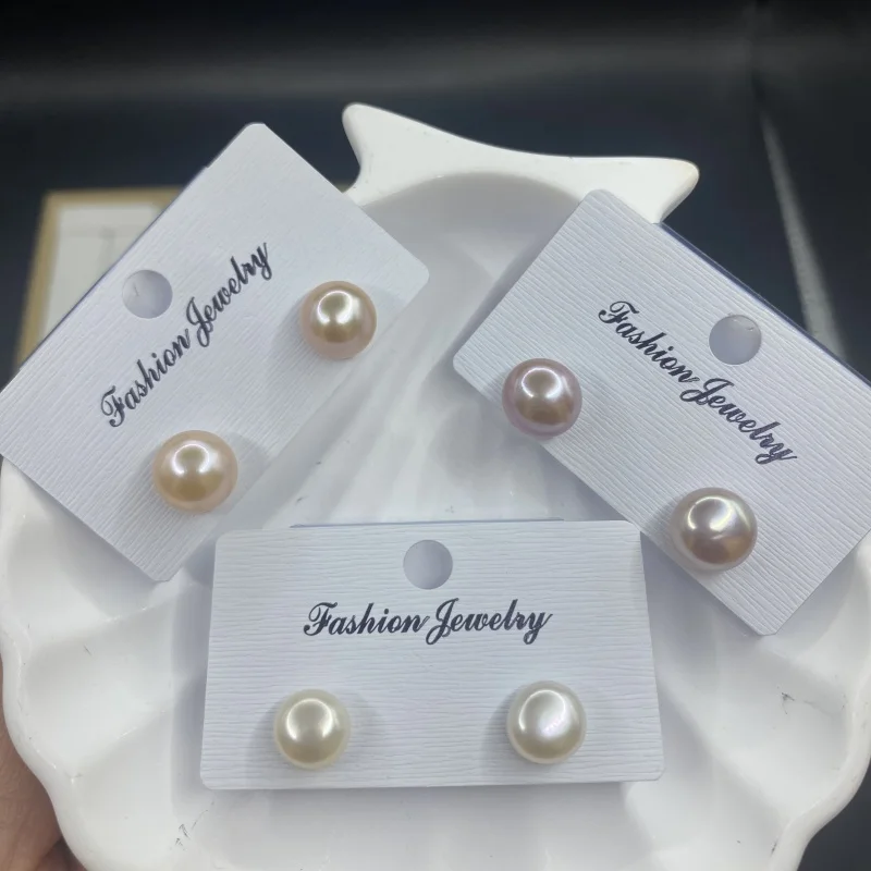 5pair/lot 4A 925 Sterling Silver Natural Freshwater Button Pearl Stud Earrings Round Wedding Jewelry Party Gifts for Lady