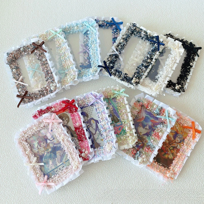 Japanese Cute 3D Bow Lace Frame Card Holder Anime & Games Collectible Card Display Protector Kawaii Girl's Ita-bag Card Sleeve